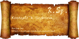 Kostyák Szabina névjegykártya